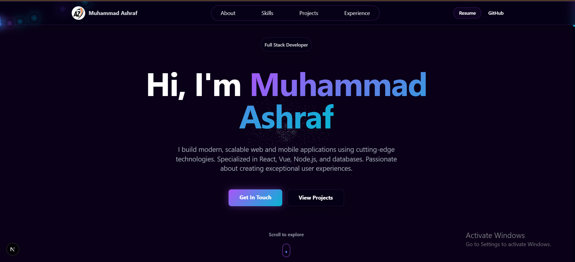 Screenshot of Modern Portfolio